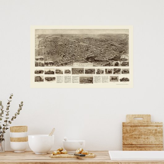 Poster Freeport, NY Panoramic Map - 1909 (Cuisine)