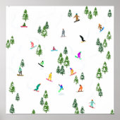 Poster Freeride Snowboarder Illustration de snowboard (Devant)