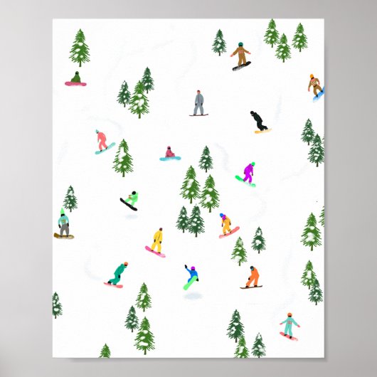 Poster Freeride Snowboarder Illustration de snowboard (Devant)