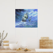 Poster Frégates de la Marine royale bloquant la côte fran (Cuisine)