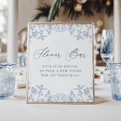 Poster French Blue Chinoiserie Floral Bride Bar