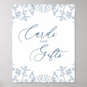 Poster French Blue Chinoiserie Floral Cartes et Cadeaux (Devant)