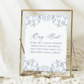 Poster French Blue Chinoiserie Floral Ring Chasse Jeu