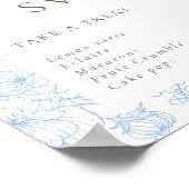 Poster French Blue Floral Line Art Love is Sweet (Coin)