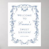 Poster French Blue Sweet 16 Anniversaire Bienvenue (Devant)