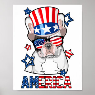 Poster French Bulldog America 4 juillet Hommes Femmes Fra