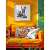 Poster French Bulldog assis sur le skateboard