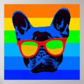 Poster French bulldog avec lunettes Pop art style (Devant)