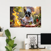 Poster French Bulldog Grill Chef Fiery (Bureau à domicile)