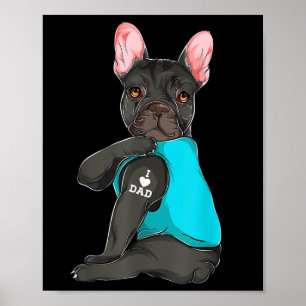 Poster French Bulldog I Love Papa Tattoo Apparel, Chien P