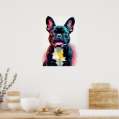 Poster French Bulldog Pop Art- Bold Retro Comic Style (Cuisine)