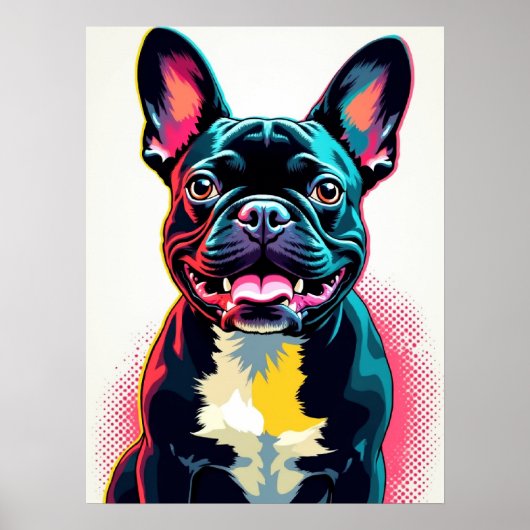 Poster French Bulldog Pop Art- Bold Retro Comic Style (Devant)