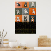 Poster French Bulldog Portrait Grid with 2026 Calendar (Cuisine)