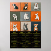 Poster French Bulldog Portrait Grid with 2026 Calendar (Devant)