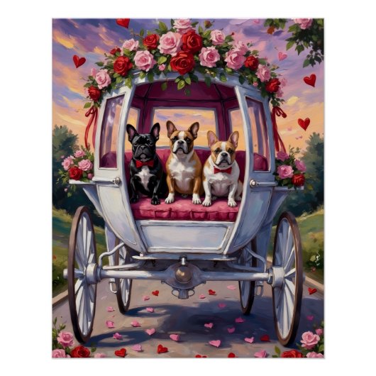 Poster French Bulldog Valentine's Day  (Devant)