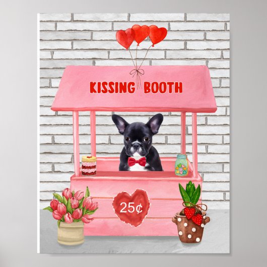 Poster French Bulldog Valentine's Day Kissing Booth (Devant)