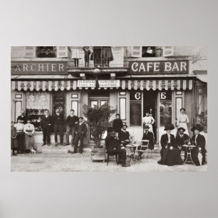 Poster French cafe bar street scene