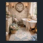 Poster French Cottage Bathroom Wall Art & Decor<br><div class="desc">Soft French farmhouse charm for cottage-inspired bathrooms. This collection features vintage floral wall art,  rustic clocks,  and romantic cottage decor designed to create a warm European farmhouse feel.</div>