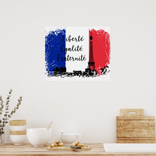 Poster French Flag Liberté Egaliteé Fraternité Eiffel (Cuisine)