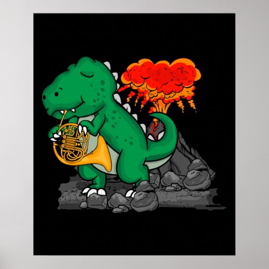Poster French Horn Music Dinosaur (Devant)