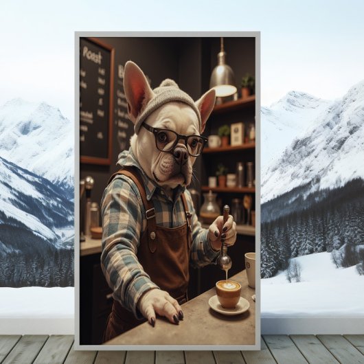 Poster Frenchie Barista : Bark Roast Buzz Mode