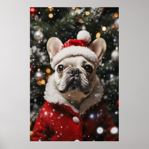 Poster Frenchie Festive : Un portrait de vacances