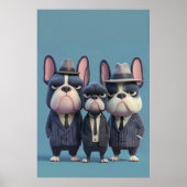 Poster Frenchie Mobsters : Pinstripe Pups Art (Devant)
