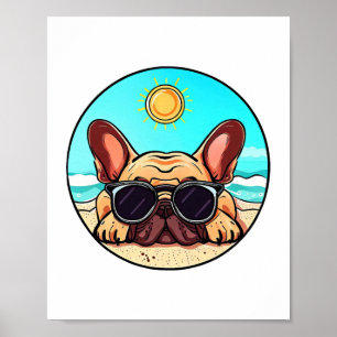 Poster Frenchie Profitant De La Plage