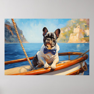 Poster Frenchie sur le bateau