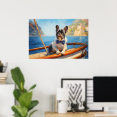 Poster Frenchie sur le bateau (Bureau à domicile)