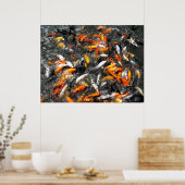 Poster Frénésie alimentaire de carpes koi (Cuisine)