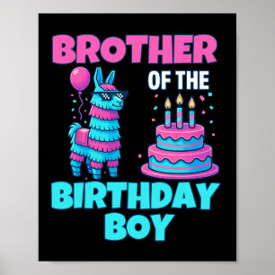 Poster Frère Anniversaire Garçon Lama Pinata Fête Familia