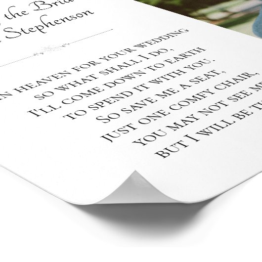 Poster Frère de la mariée au ciel Photo Mémorial Mariage (Coin)