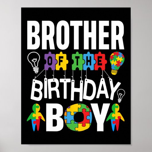 Poster Frère De L'Autisme De L'Anniversaire (Devant)