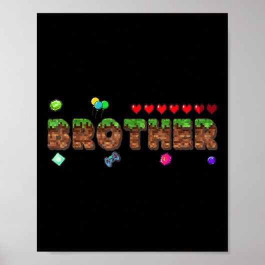 Poster Frère du garçon d'anniversaire jeu de pixels appar (Devant)