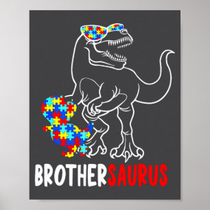Poster Frèresaurus T Rex Dinosaure Autisme Sensibilisatio