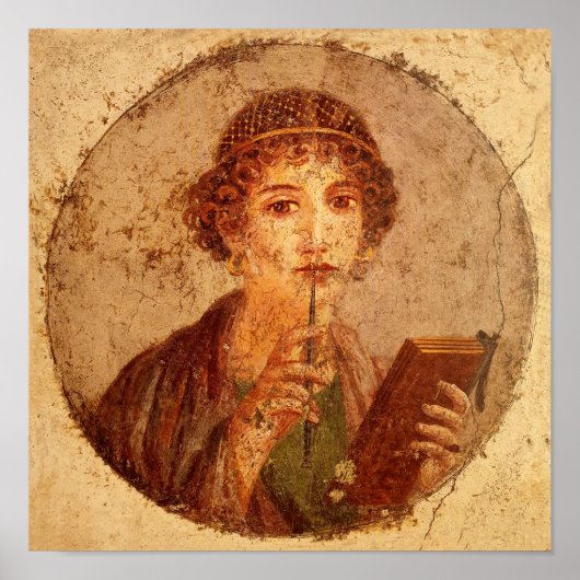 Poster Fresco of sappho in Pompeii (Devant)