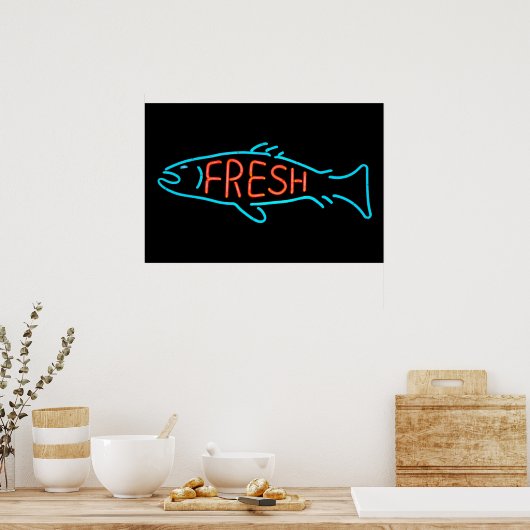 Poster Fresh Fish Neon Sign (Cuisine)