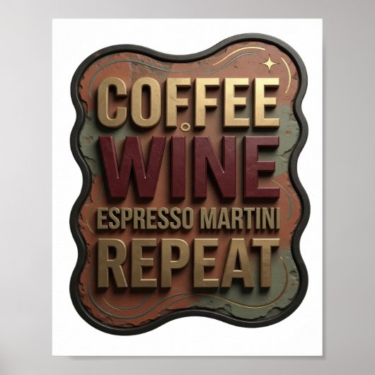 Poster Fresh Gold CAFÉ VIN ESPRESSO MARTINI RÉPÉTER (Devant)