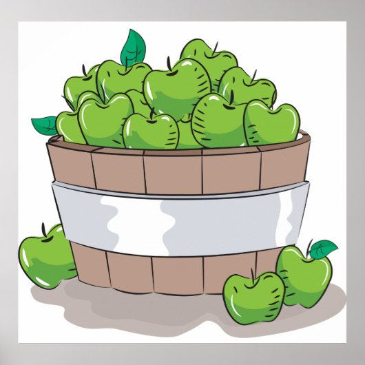 Poster Fresh Green Apple Harvest Barrel Granny Smith (Devant)
