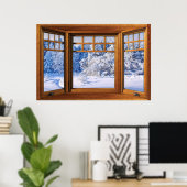 Poster Fresh Snow Winter View - Fake Window Illusion (Bureau à domicile)