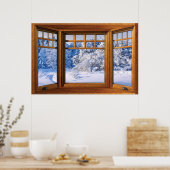 Poster Fresh Snow Winter View - Fake Window Illusion (Cuisine)
