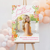Poster Freshly Graduated Floral Citrus Welcome Sign
