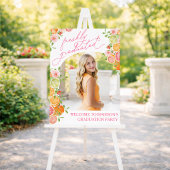 Poster Freshly Graduated Floral Citrus Welcome Sign