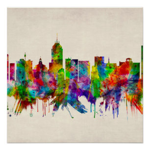 Poster Fresno California Skyline