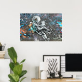 Poster Fresque d'astronaute à Astoria Queens New York (Bureau à domicile)