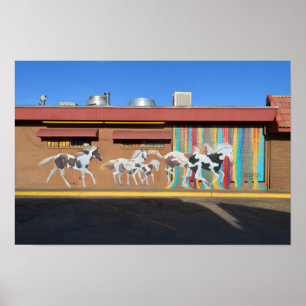 Poster Fresque de chevaux de peinture courant, Tucumcari,