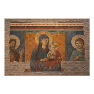 Poster Fresque De Madonna Et Enfant