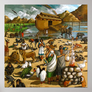 Poster Fresque De Noé Et De L'Arche : Animaux, Arc En Cie