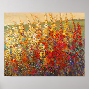 Poster Fresque du jardin lumineux des Fleurs sauvages du